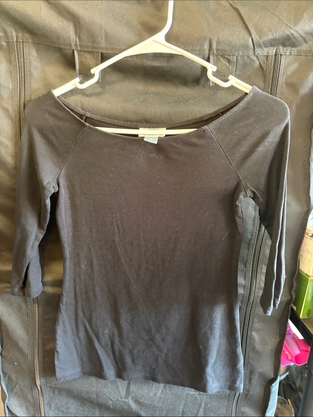Old Navy Black Boatneck 3/4 Sleeve Top